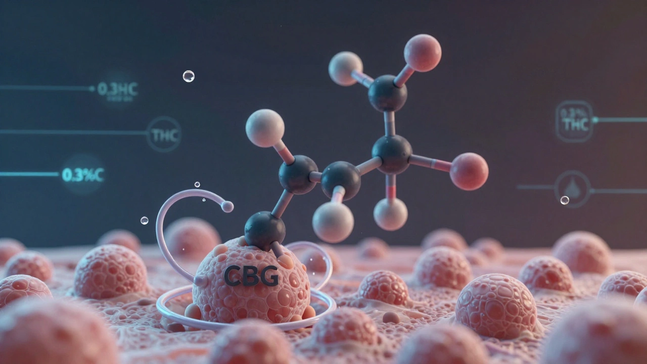 Molekulární struktura CBG interagující s kůží