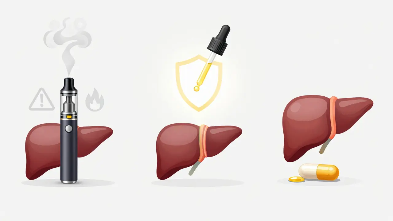 Tři způsoby užívání CBD: vaping, sublinguální kapky a kapsle, s důrazem na bezpečnější cestu.