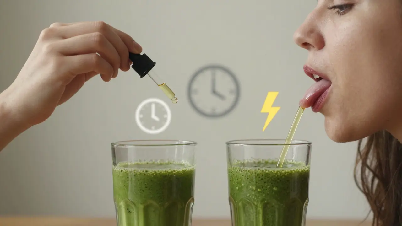 Dvě metody užívání CBD oleje: podjazyková a polykání s jídlem.