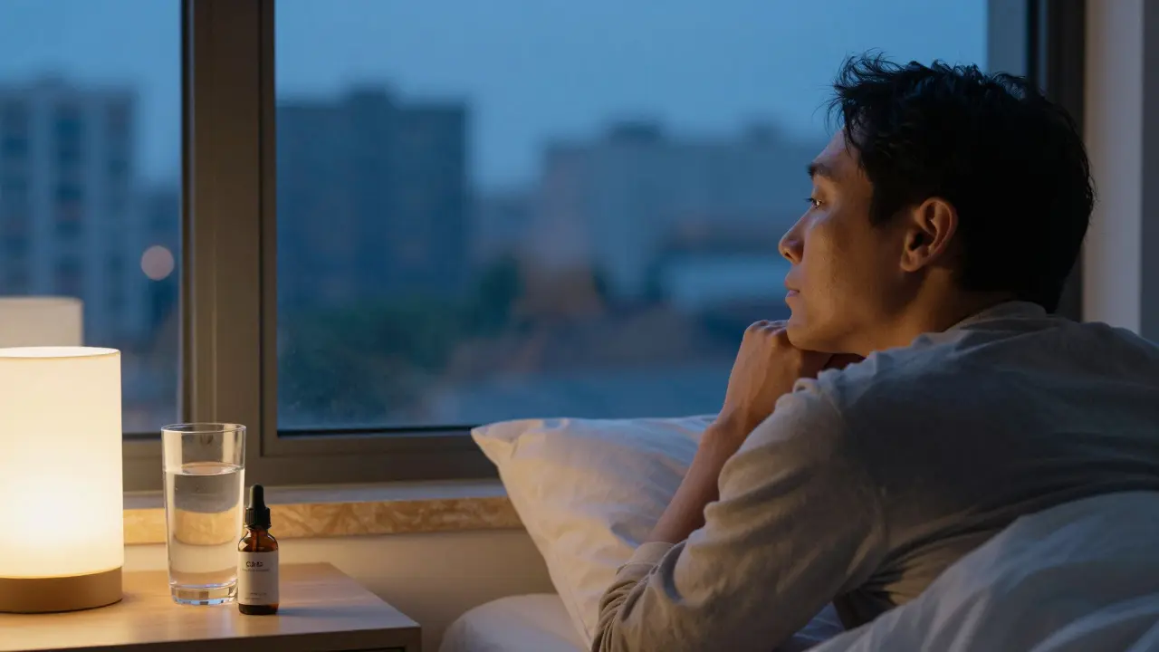 Klidný člověk u okna za soumraku, symbolizující vnitřní rovnováhu a kvalitní spánek.