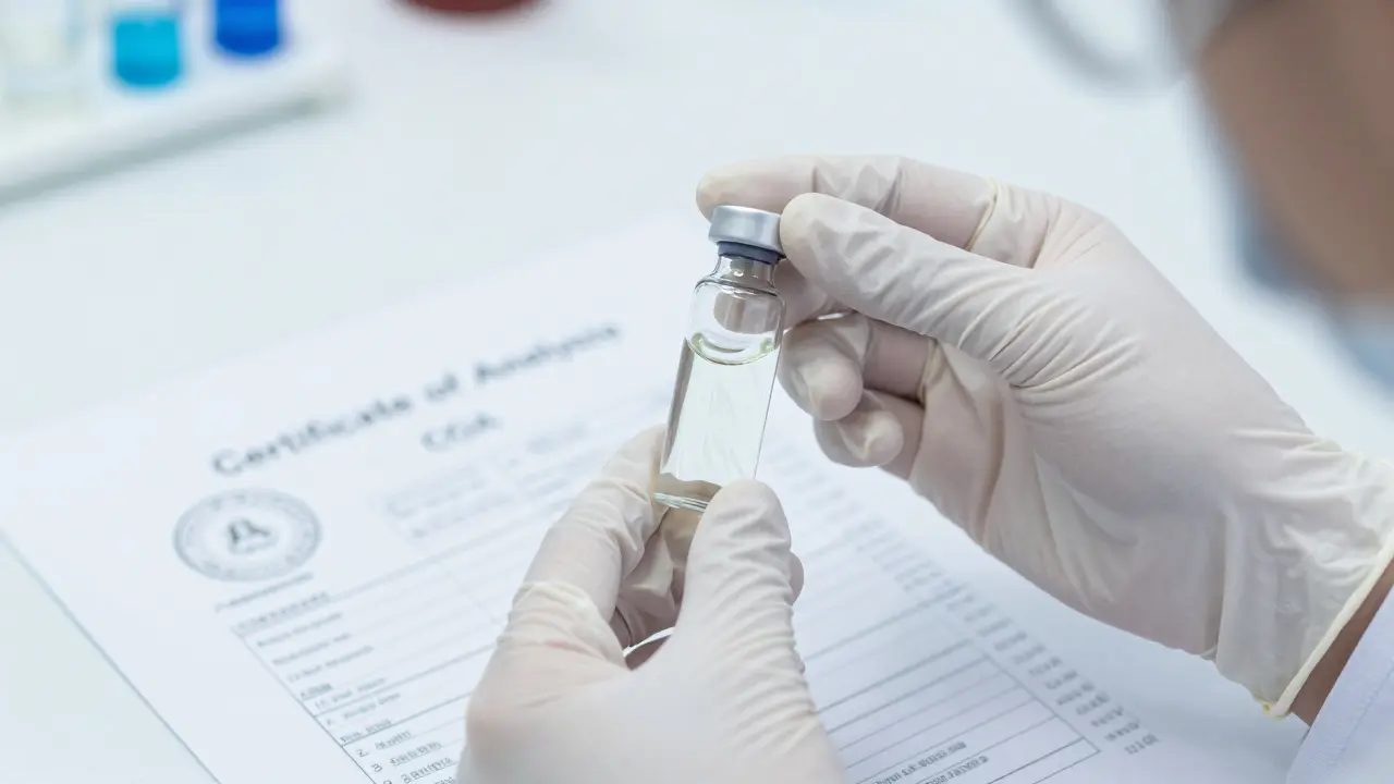 Laboratorní testování čistoty kanabinoidů s certifikátem COA.