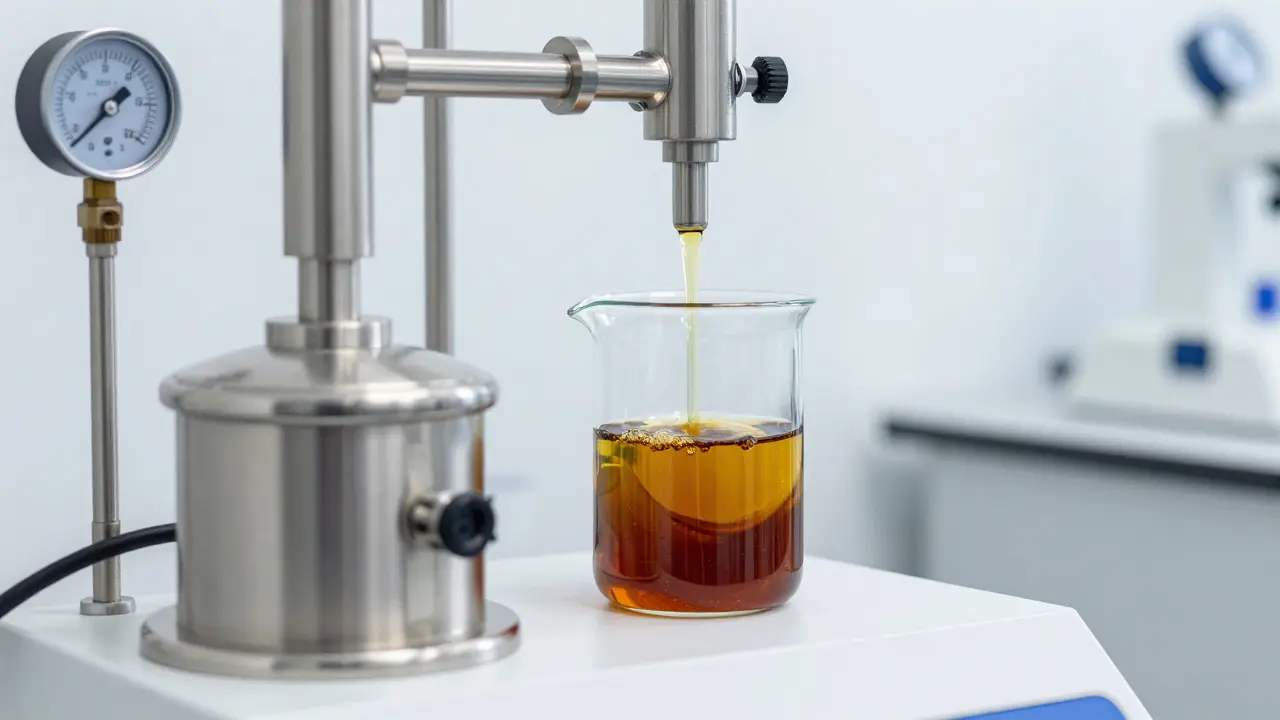 Moderní laboratorní zařízení pro CO2 extrakci konopného oleje.