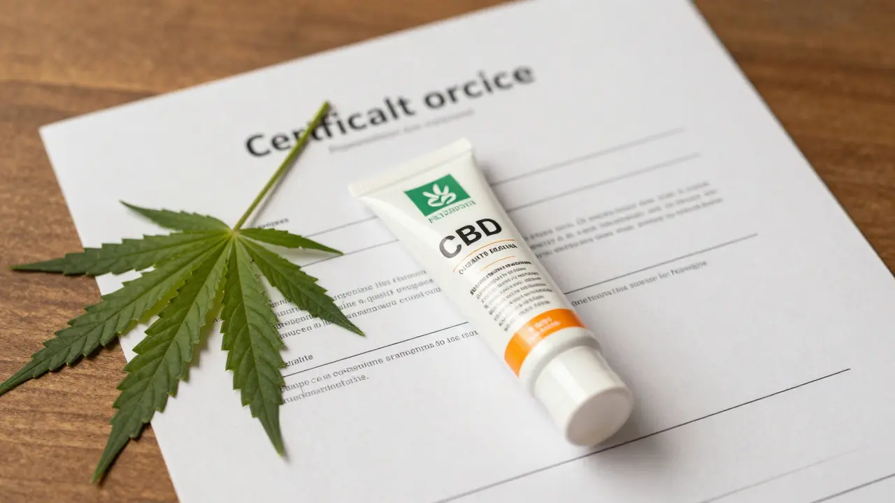 Kvalitní CBD krém vedle certifikátu analýzy