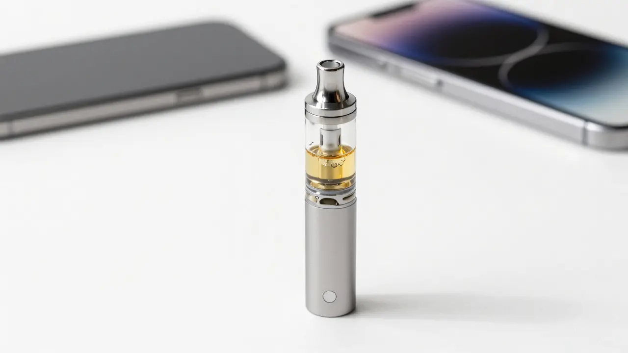 Moderní kartridž s olejem připojený k baterii pro vaping