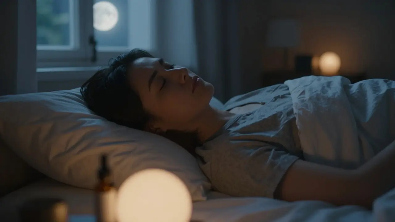 Relaxovaná osoba spící při měsíčním světle