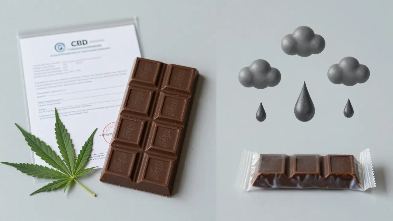 Srovnání kvalitní certifikované čokolády s nekvalitním kontaminovaným produktem