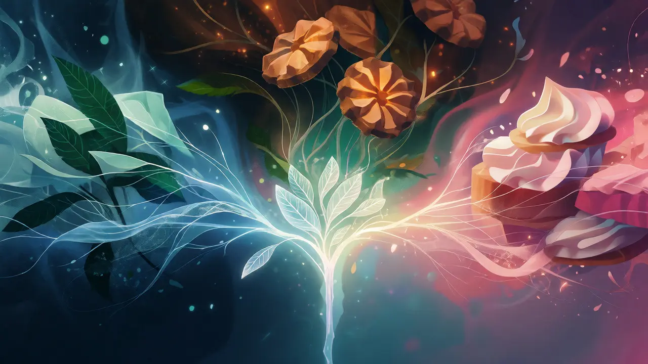 Konceptuální ilustrace genetické rodiny odrůd Cookies v různých barvách