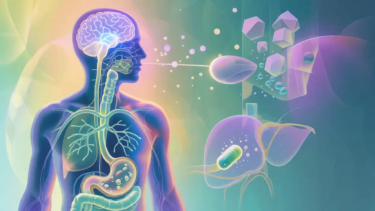 Illustration of CBD digestion and absorption