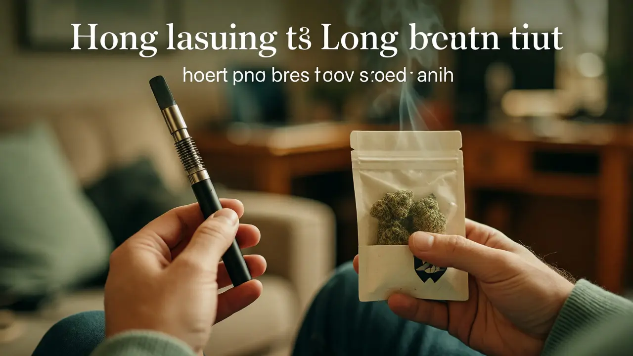 Osoba držící vape pero a sušené konopné květy v útulném prostředí